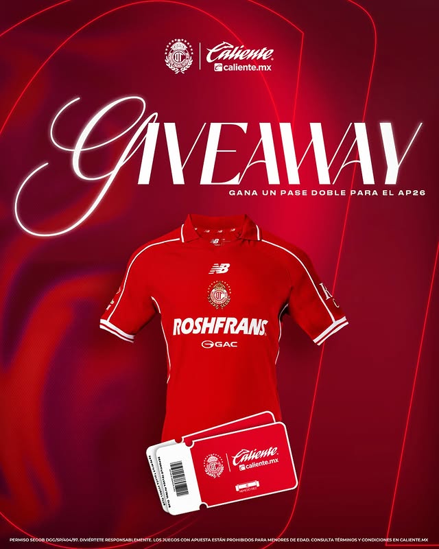 Instagram post by @tolucafc for Caliente.mx. Caption reads: 🏟️ Caliente.mx te lleva a ver al TOLU🏟️ [...].