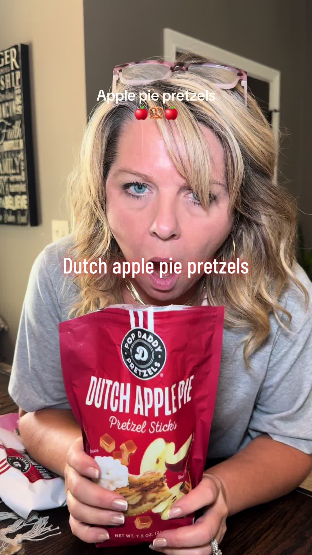 TikTok post by @tonyam28 for Popdaddy Snacks. Caption reads: Dutch apple pie pretzels from@Popdaddysnacks yes....