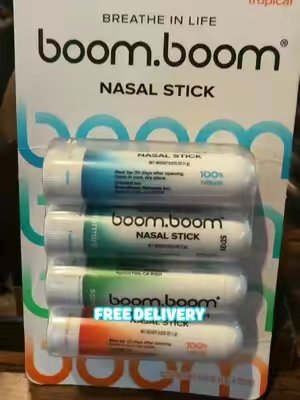 TikTok post by @kaylaa6580 for BoomBoom. Caption reads: BoomBoom Nasal Stick: Free Your Nose | Featured....
