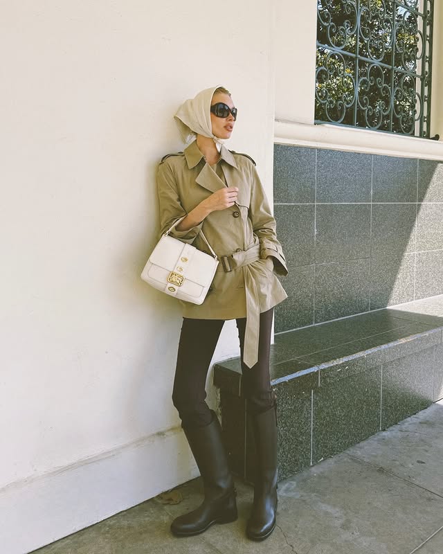 Instagram post by @hoskelsa for Burberry. Caption reads: Something about a good trench @burberry 🧥 #ad.