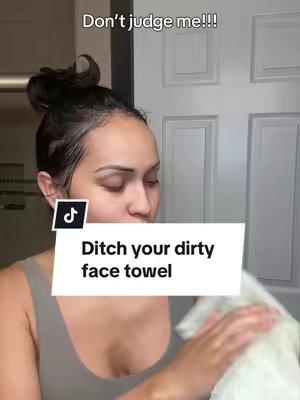 TikTok post by @stephaniemartinezjames for Cliganic. Caption reads: Recently discovered @cliganic_ face towels and omg....