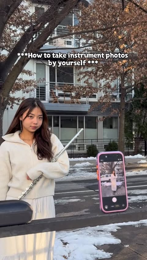 Instagram post by @monicaparkflute for TORRAS. Caption reads: [...] by myself without a tripod 🤍 Using my....