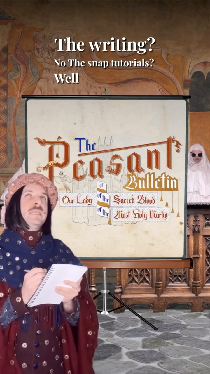 Instagram post by @greedy.peasant for Patreon. Caption reads: Fresh from the Scriptorium! 📜✨ Our Bulletin will....