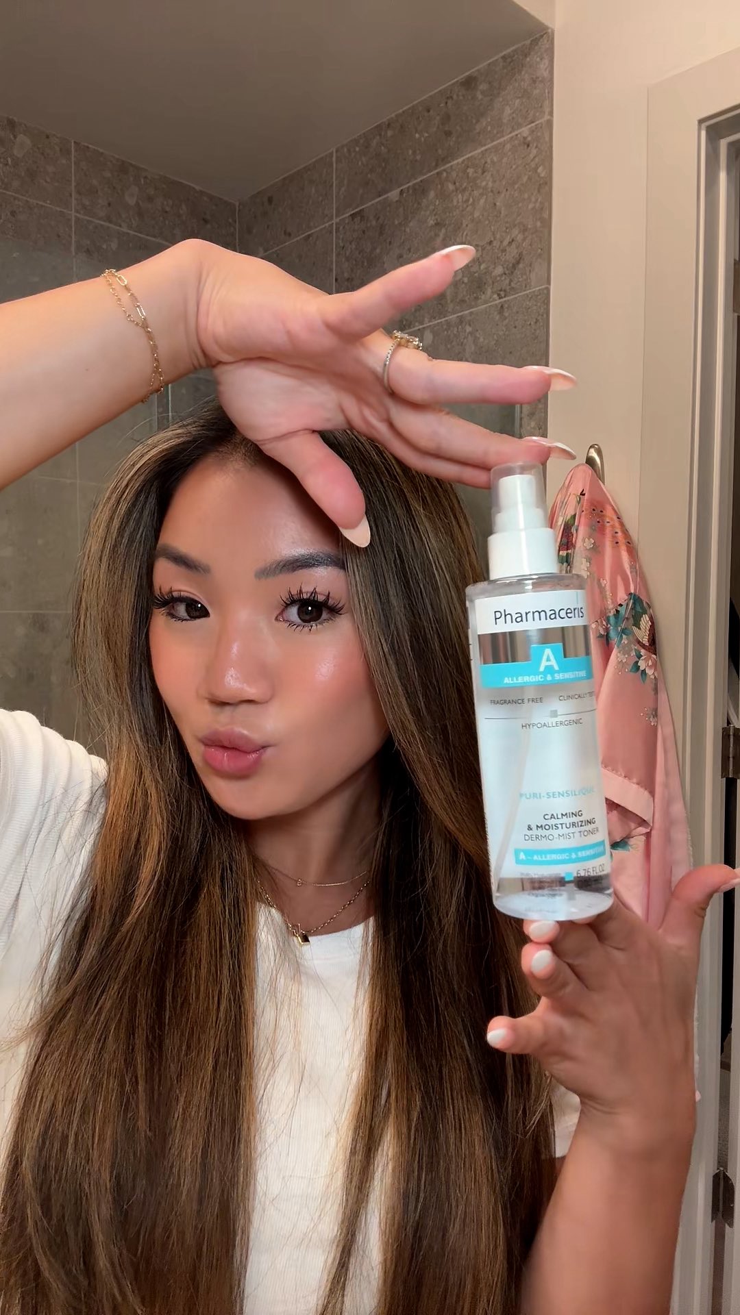 Instagram post by @syd_converse for Pharmaceris. Caption reads: ✨ My secret to glass skin? @pharmacerisusa calming....