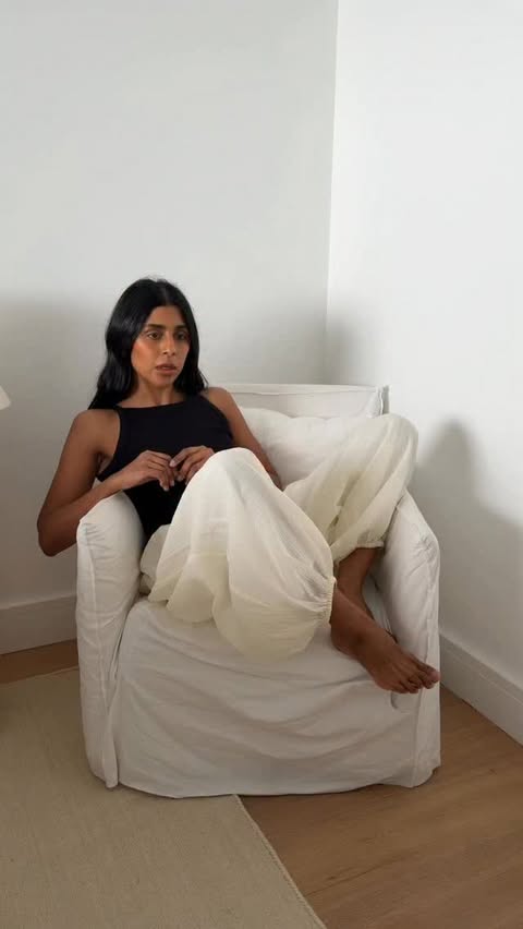 Instagram post by @monikh for The White Company. Caption reads: [...] - weekend dressing done properly AD....