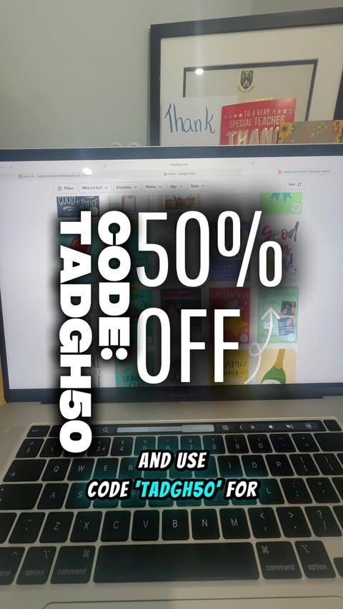 Instagram post by @teachwithtadgh for Moonpig. Caption reads: [...] efforts with a personalised card from....