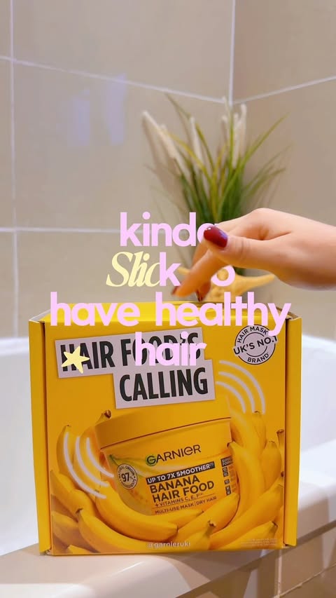 Instagram post by @christineannna for Garnier. Caption reads: [...] hair, don’t you think? 👀🍌💛 So when....