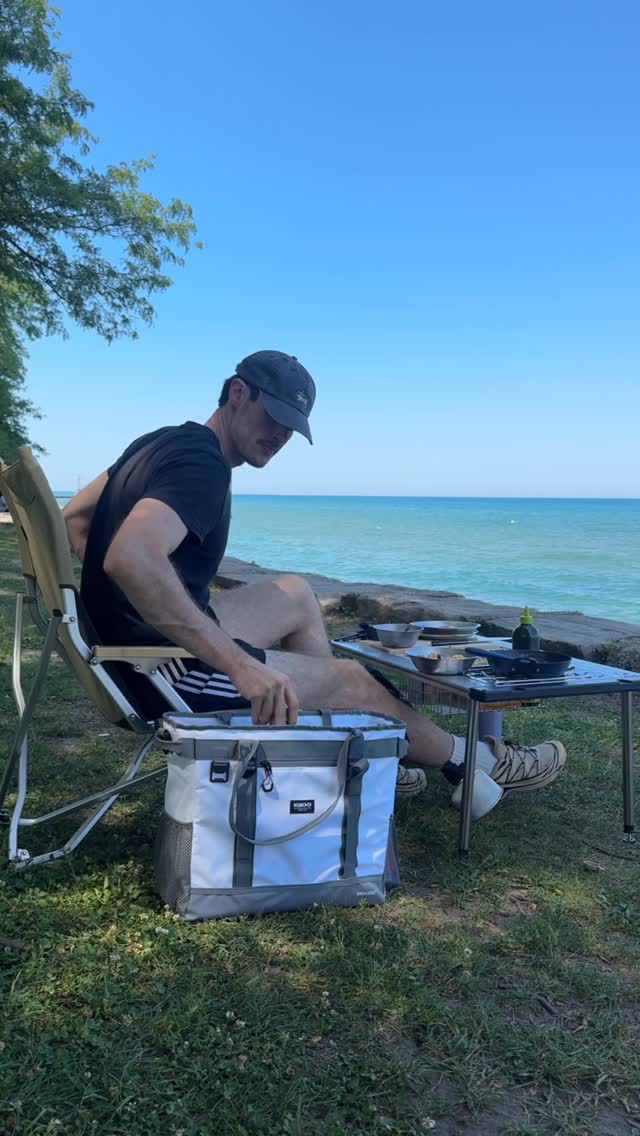 Instagram post by @drewfromladue for Snow Peak. Caption reads: needed a little break from the city this holiday....