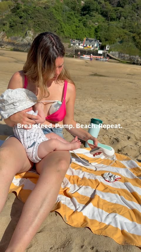 Instagram post by @our.cornish.life for Elvie. Caption reads: [...] at the beach in a bikini! But the new Elvie....