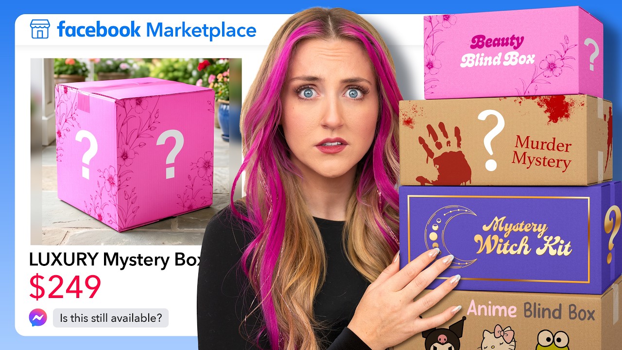 YouTube post by @hopescope for Solelidity. Caption reads: I Bought MYSTERY BOXES from FaceBook Marketplace.