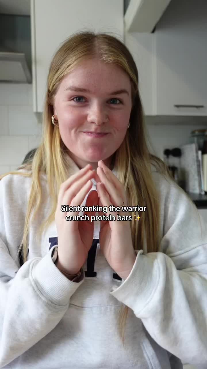TikTok post by @poppyneale for WarriorSupps. Caption reads: Silent ranking the warrior crunch protein bars!....