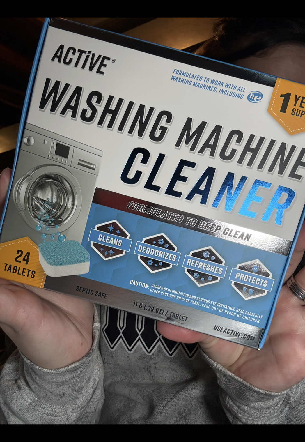 TikTok post by @laurenmademebuyit for ACTIVE. Caption reads: [...] for your next laundry day reset. @USEACTIVE....