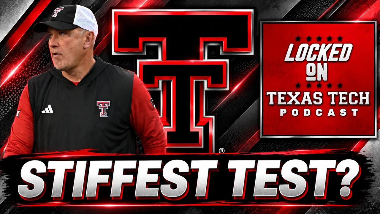 YouTube post by @LockedOnTexasTech for FanDuel. Caption reads: MAJOR STAKES as Red Raiders meet Houston with....