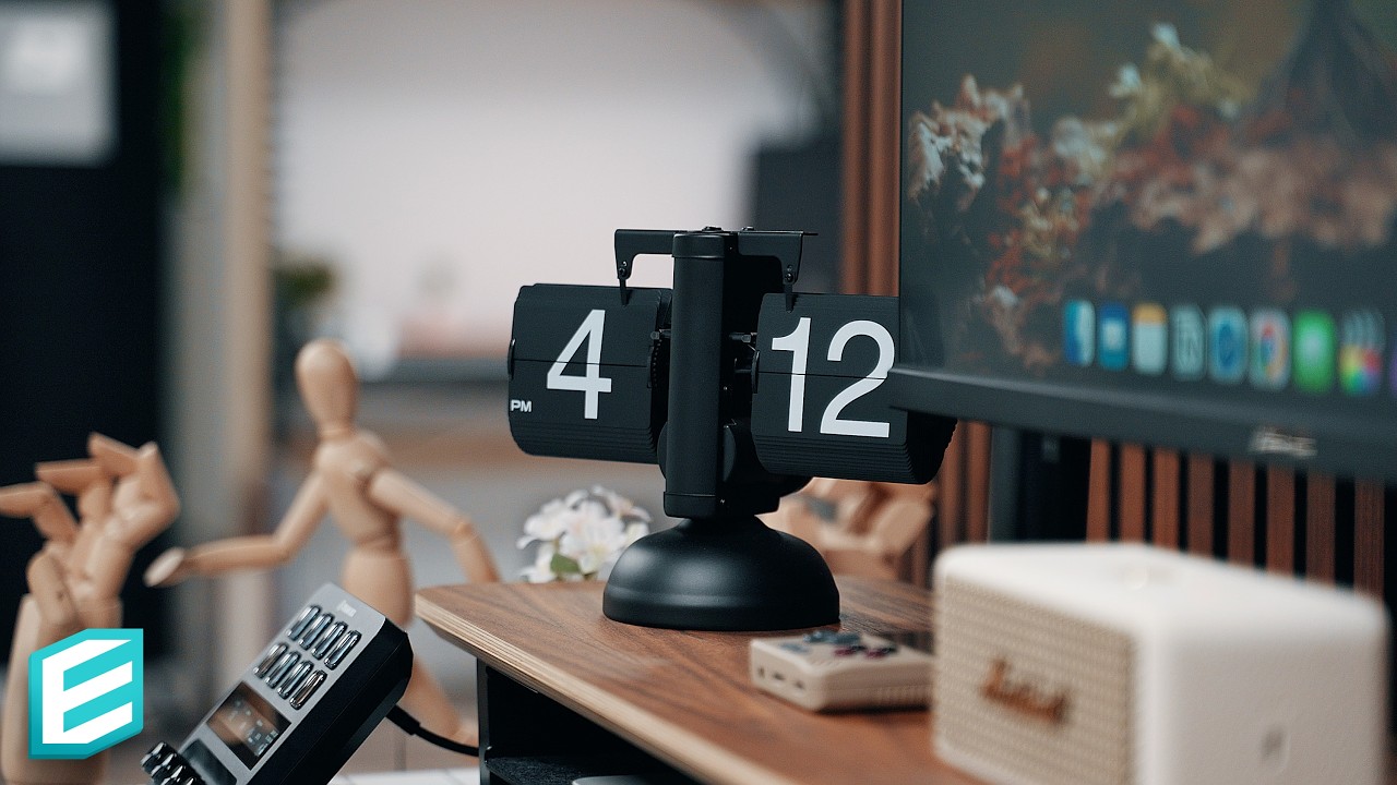 YouTube post by @ThisIsE for Aukey. Caption reads: My FAVORITE Desk Setup Accessories 2024.
