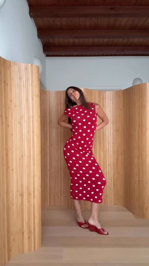 Instagram post by @bymichellekara for Rouje. Caption reads: Grwm and @rouje ❤️ (Gifted) Summer dress red dot....