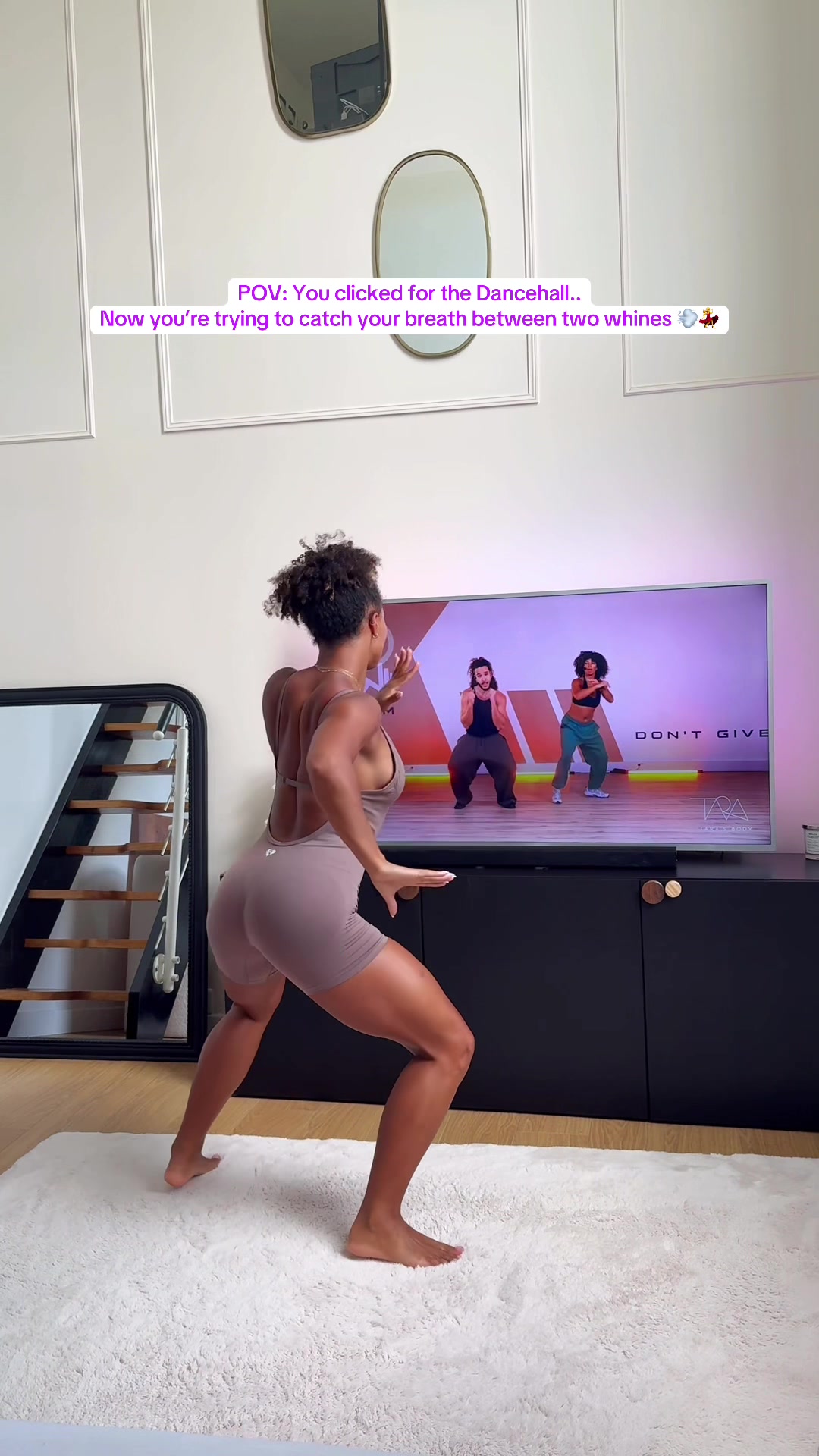TikTok post by @tarasbody_ for Women's Best. Caption reads: You wanted a fun dance workout… But the Bouyon had....