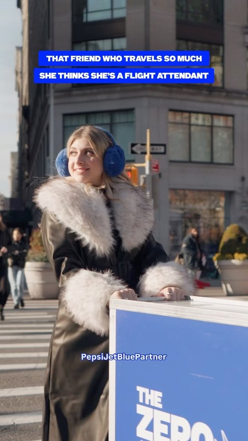 Instagram post by @sabrinabrier for JetBlue. Caption reads: #PepsiJetBluePartner THAT FRIEND who travels so....