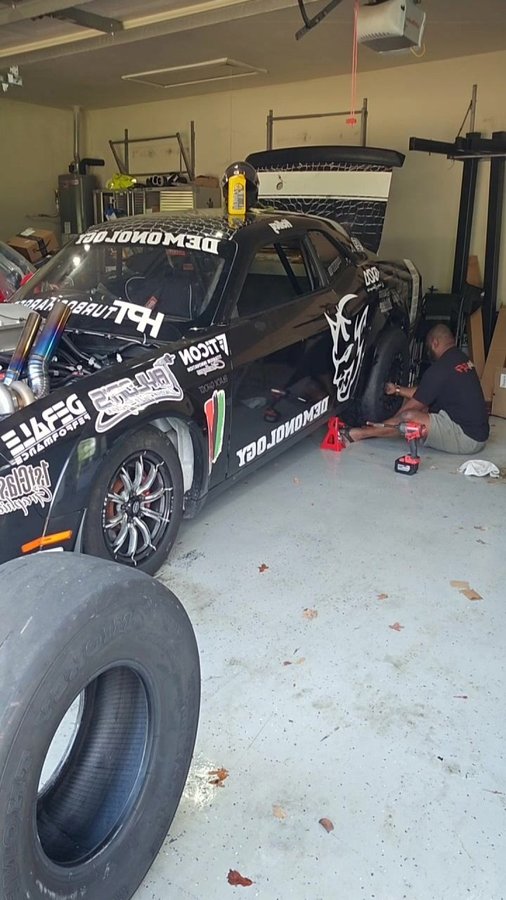 Instagram post by @demonology638 for Nitrous Outlet. Caption reads: Getting my #twin turbo Demon ready for....