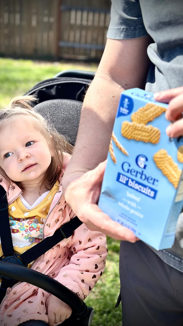 Instagram post by @galinafertsovich for Gerber. Caption reads: Gerber Lil’ Biscuits are fantastic: great taste,....