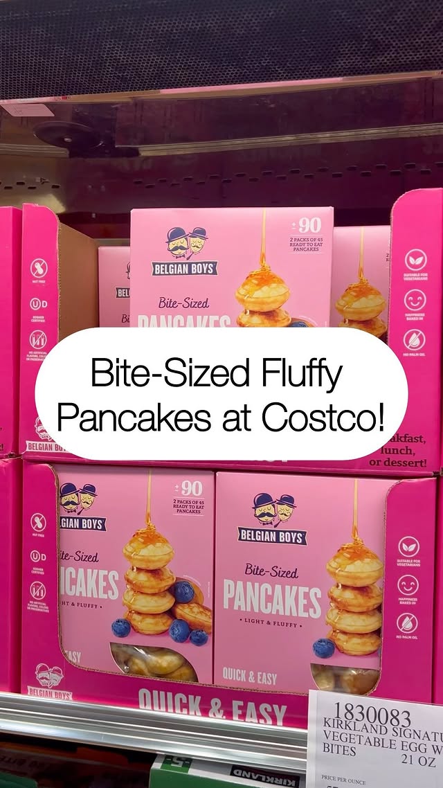 Instagram post by @costcohotfinds for Belgian Boys. Caption reads: [...] pancakes at Costco! These are made by....