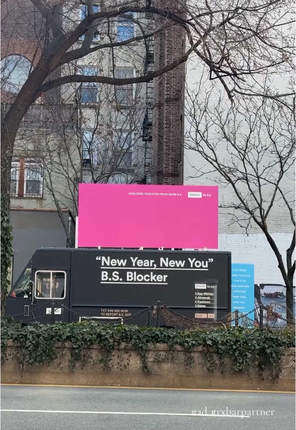 TikTok post by @newyorknico for RXBAR. Caption reads: #rxbarpartner New Year, no B.S. @RXBAR kicked off....
