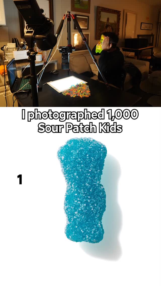 Instagram post by @nuristudios for Sour Patch Kids. Caption reads: I photographed 1000 Sour Patch Kids

#art.
