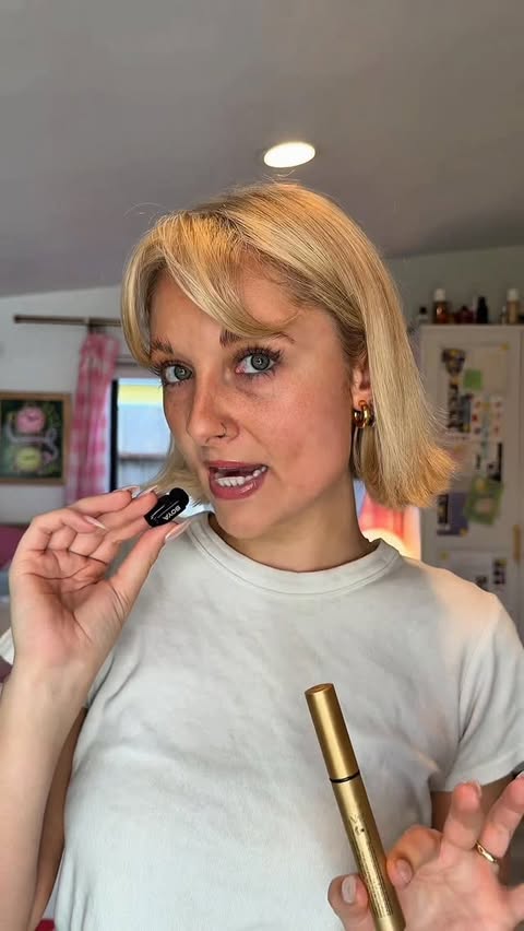 Instagram post by @madi.blaine for Grande Cosmetics. Caption reads: [...] eyelash allegations 🤭 @grandecosmetics....