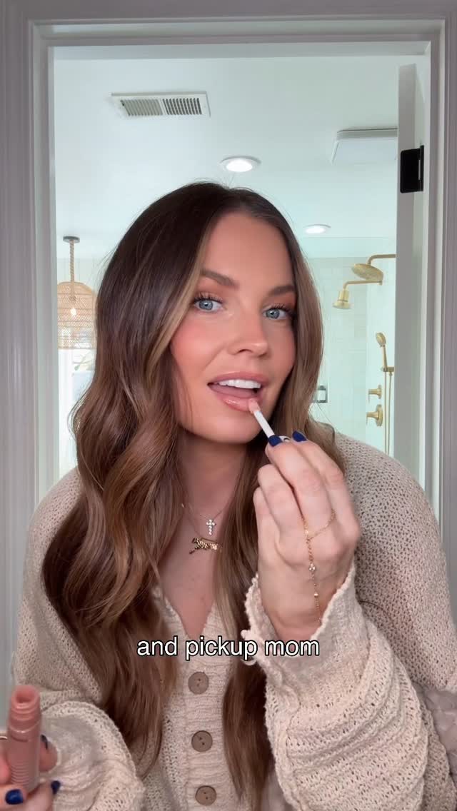 Instagram post by @britt_horton for DIBS Beauty. Caption reads: Anyone else show up at your kids’ school looking....