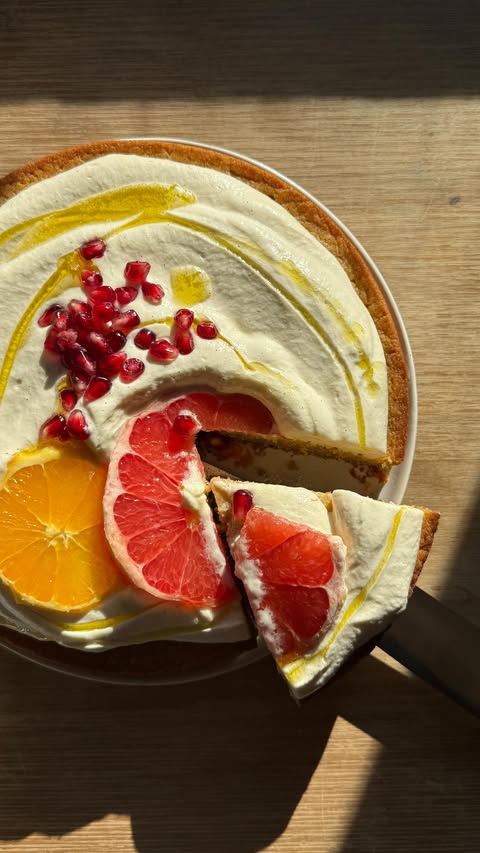 Instagram post by @glowwithella for Graza. Caption reads: Citrus & Chai Olive Oil Cake 🍊

Using @getgraza....