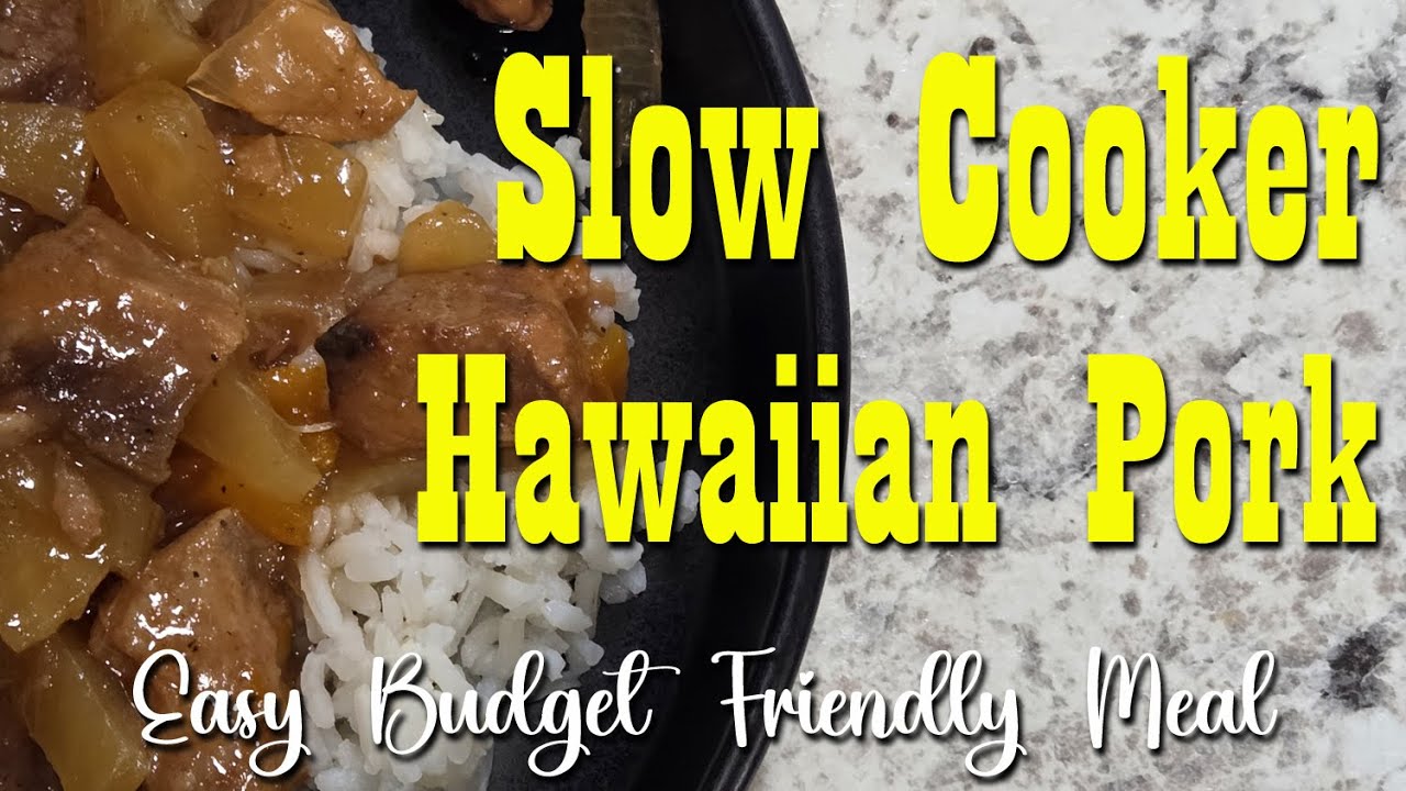 YouTube post by @HomesteadCorner for Wallaby Goods. Caption reads: Hawaiian Pork in the Slow Cooker.