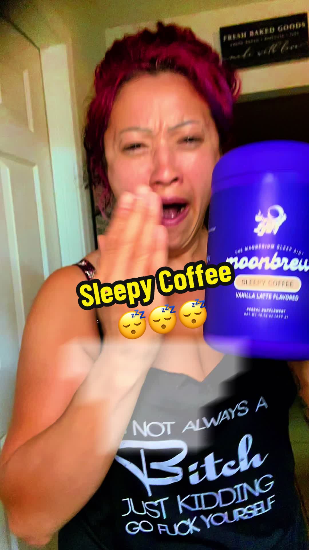TikTok post by @sindyreli for MoonBrew. Caption reads: Yummy @MoonBrew Vanilla latte sleepy coffee tastes....