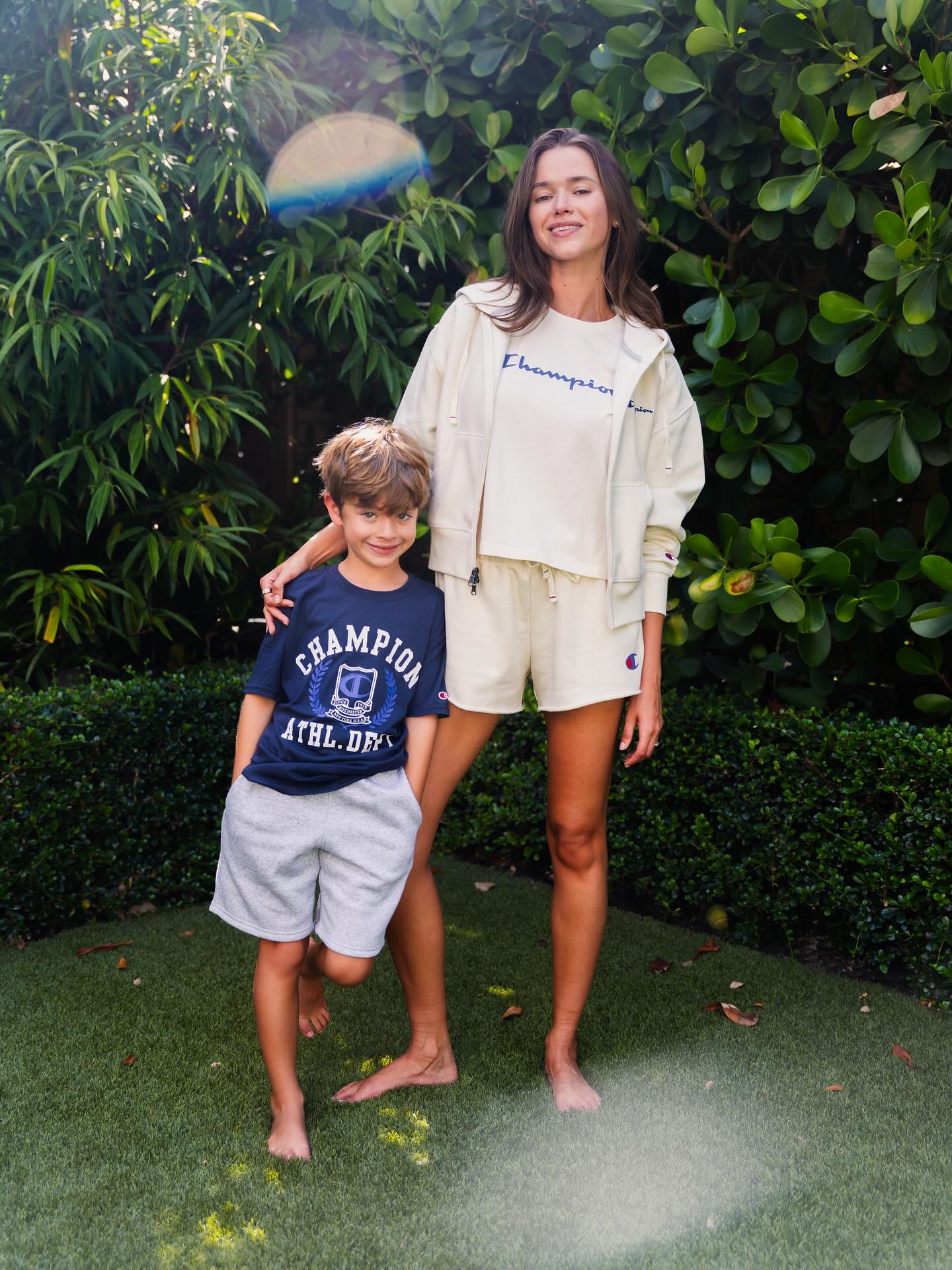 Instagram post by @valerialipovetsky for Champion. Caption reads: Matching with my Maxi✌🏻@champion is now available....