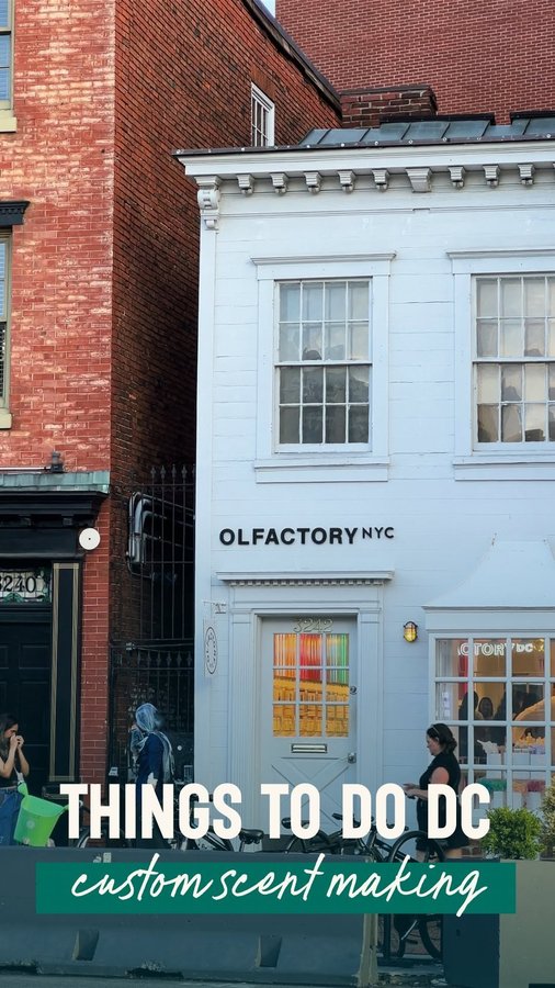 Instagram post by @emilygoesplaces for Olfactory NYC. Caption reads: [...] your own custom perfume? 🌸 Head to....