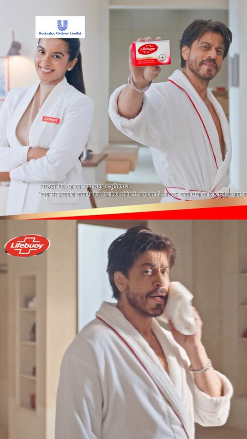 Instagram post by @maga_anan for Lifebuoy. Caption reads: For @lifebuoysoap 🧼🫧 with THE @iamsrk....