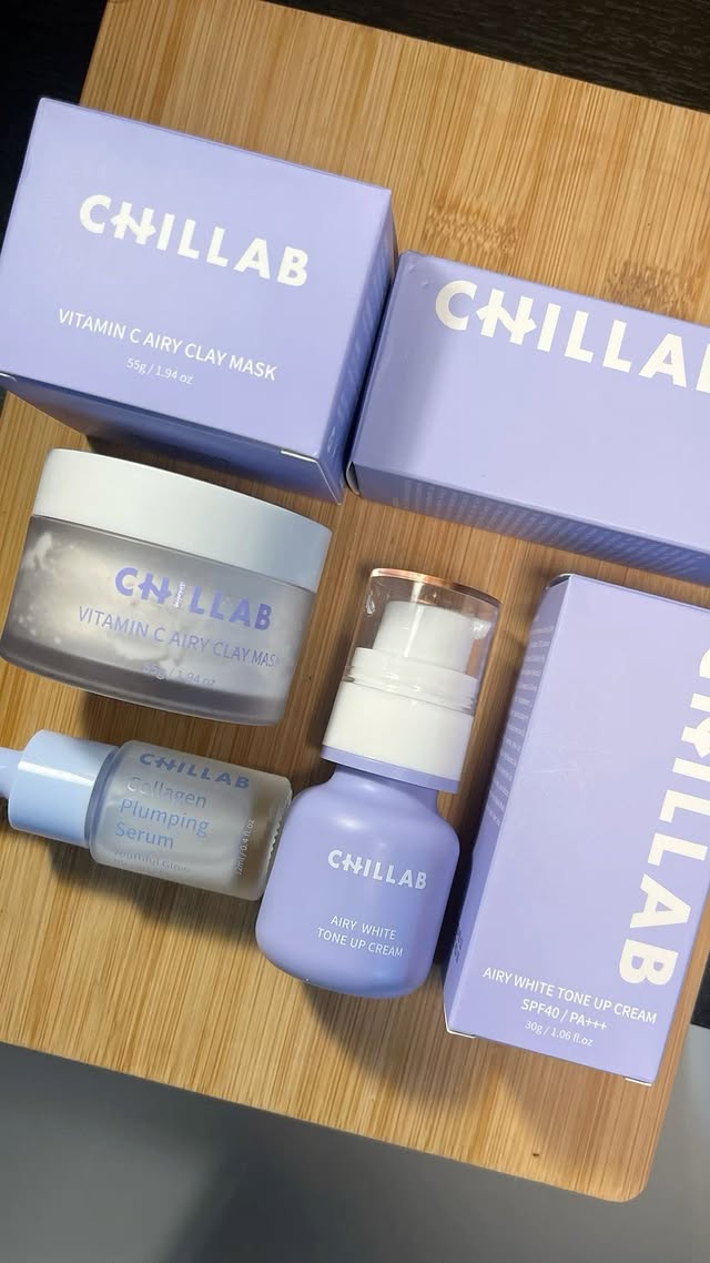 Instagram post by @cristinajimei for CHILLAB. Caption reads: CHILLAB POLVOS MATIFICANTES LAVANDA ✨💜 *gifted....