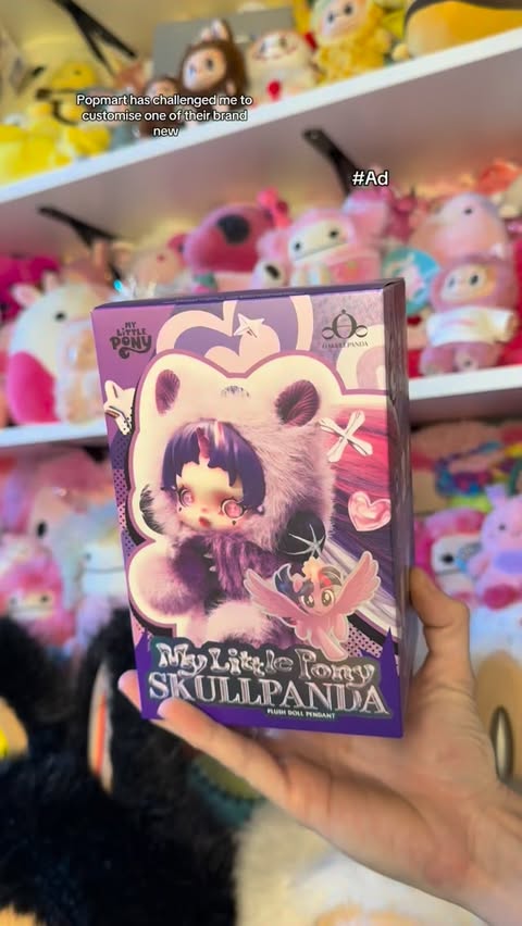 Instagram post by @danisquishie for Pop Mart. Caption reads: [...] Little Pony X SkullPanda blind box from....