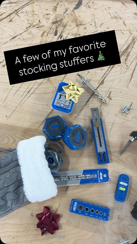 Instagram post by @woodshopdiaries for Kreg Tool. Caption reads: Let’s stuff a stocking with a few of my favorite....