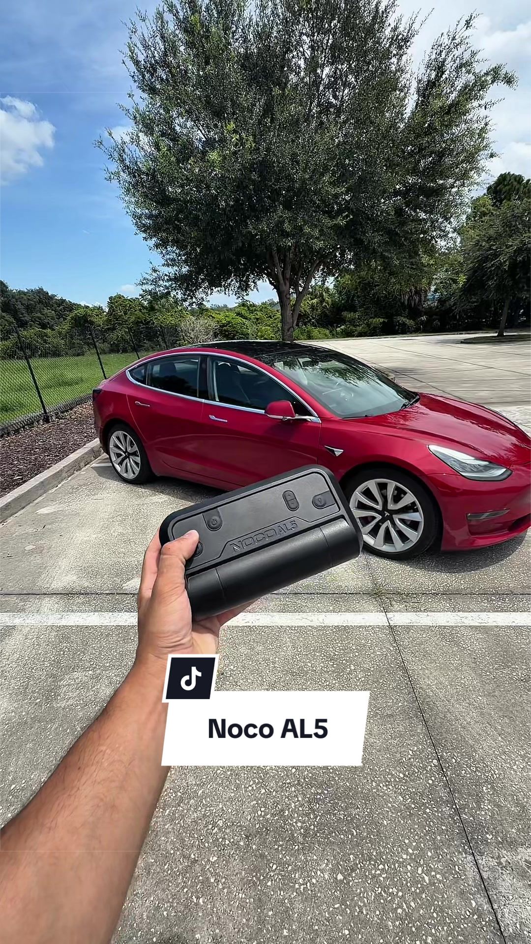TikTok post by @cloutstang for Noco. Caption reads: The @noco AL5 is the smallest air inflator I own!....