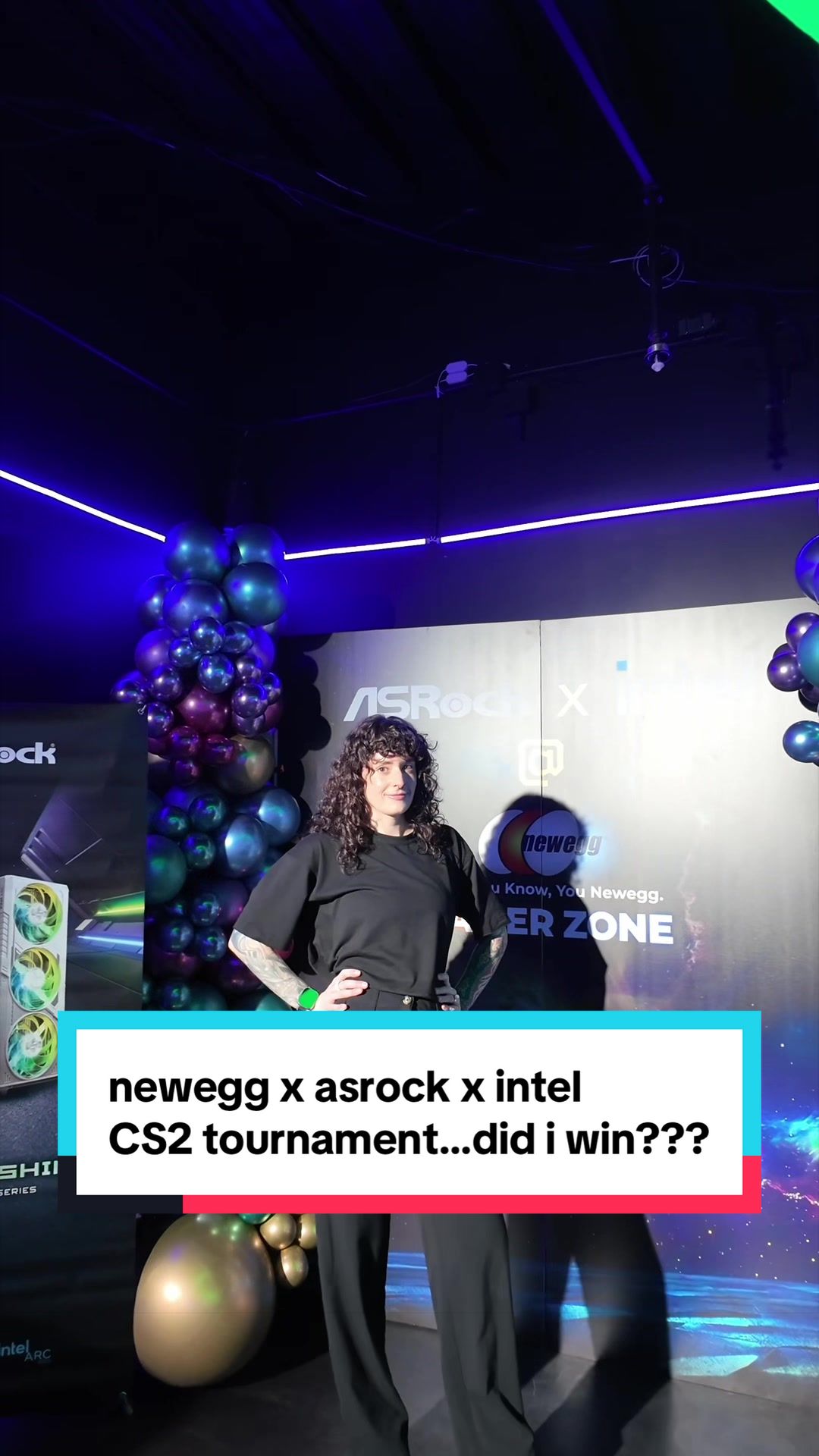 TikTok post by @saladpictures_ for Newegg. Caption reads: I got flown to LA by @Newegg, Inc. @AsRock USA....