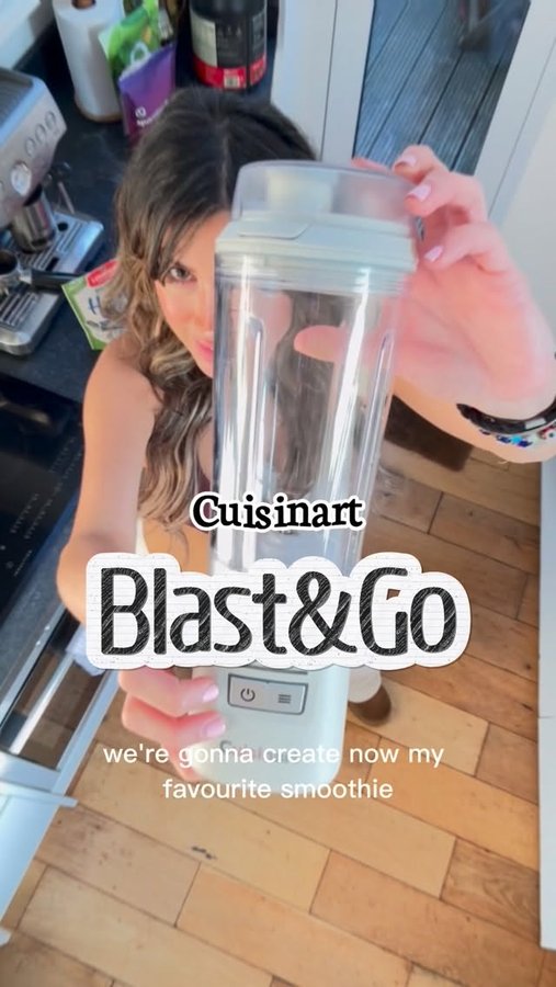 Instagram post by @withlovegiuliana for Cuisinart. Caption reads: AD getting ready, blending breakfast, pretending i....