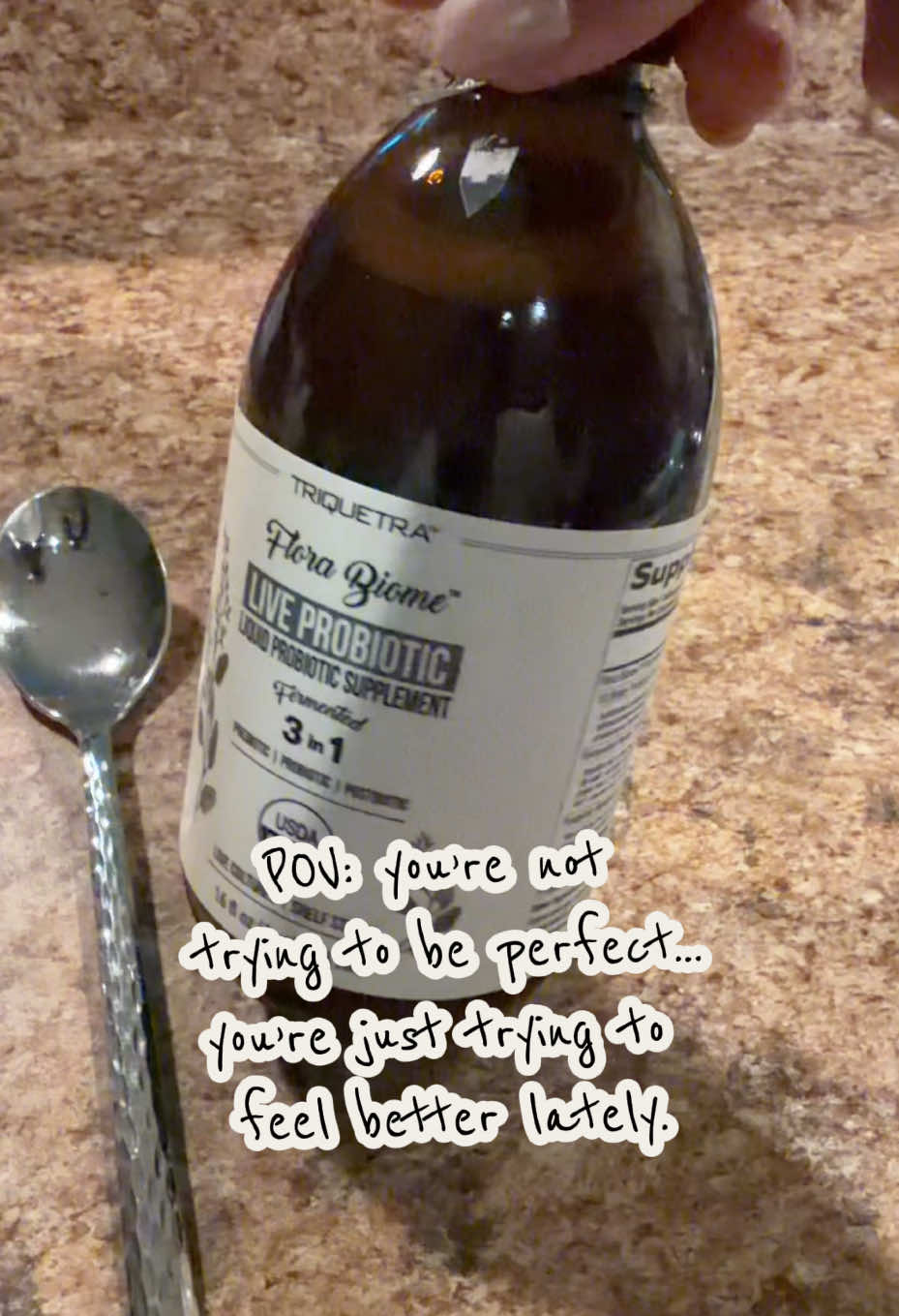 TikTok post by an influencer for Triquetra Health. Caption reads: Some days the healing is literally just drinking....
