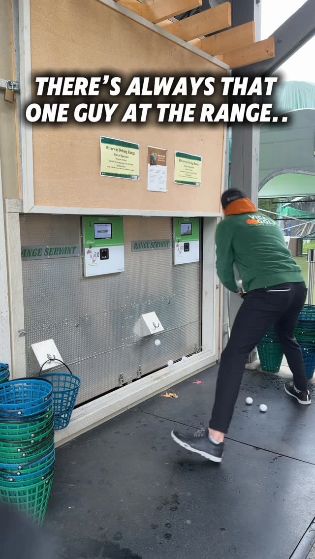 Instagram post by @michaelcaan for VICE GOLF. Caption reads: Just going to the driving range to de-stress after....