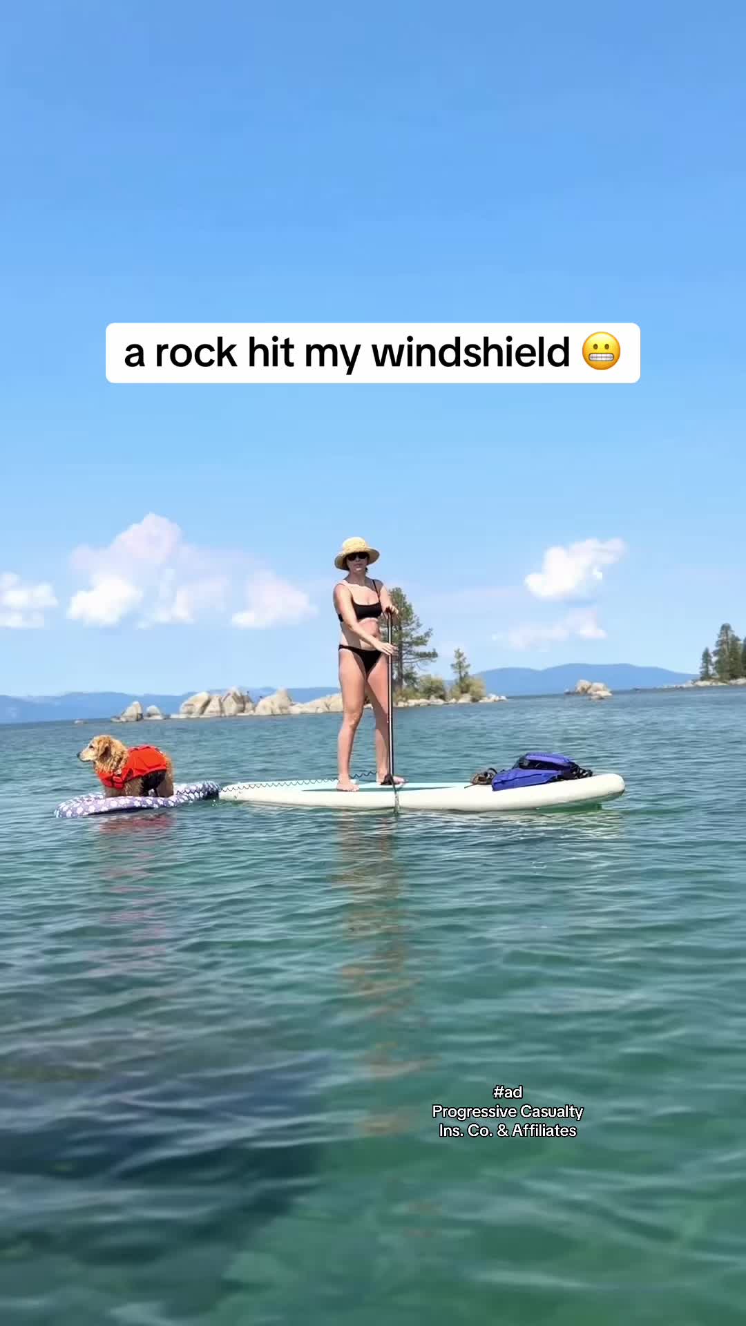 TikTok post by @adriaandoatmeal for Progressive. Caption reads: #ad @Progressive saves the day! (and my....