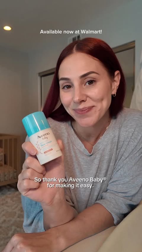 Instagram post by @kaileyandtrav for Aveeno. Caption reads: [...] hydrating her face just matters to us🤍....