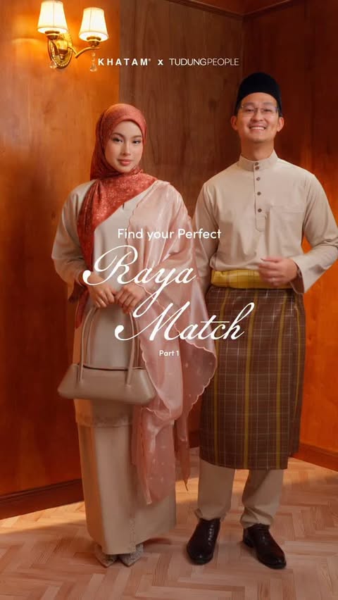 Instagram post by @khatamkl for TudungPeople. Caption reads: KHATAM x TudungPeople His & Hers Part 1 This Raya,....
