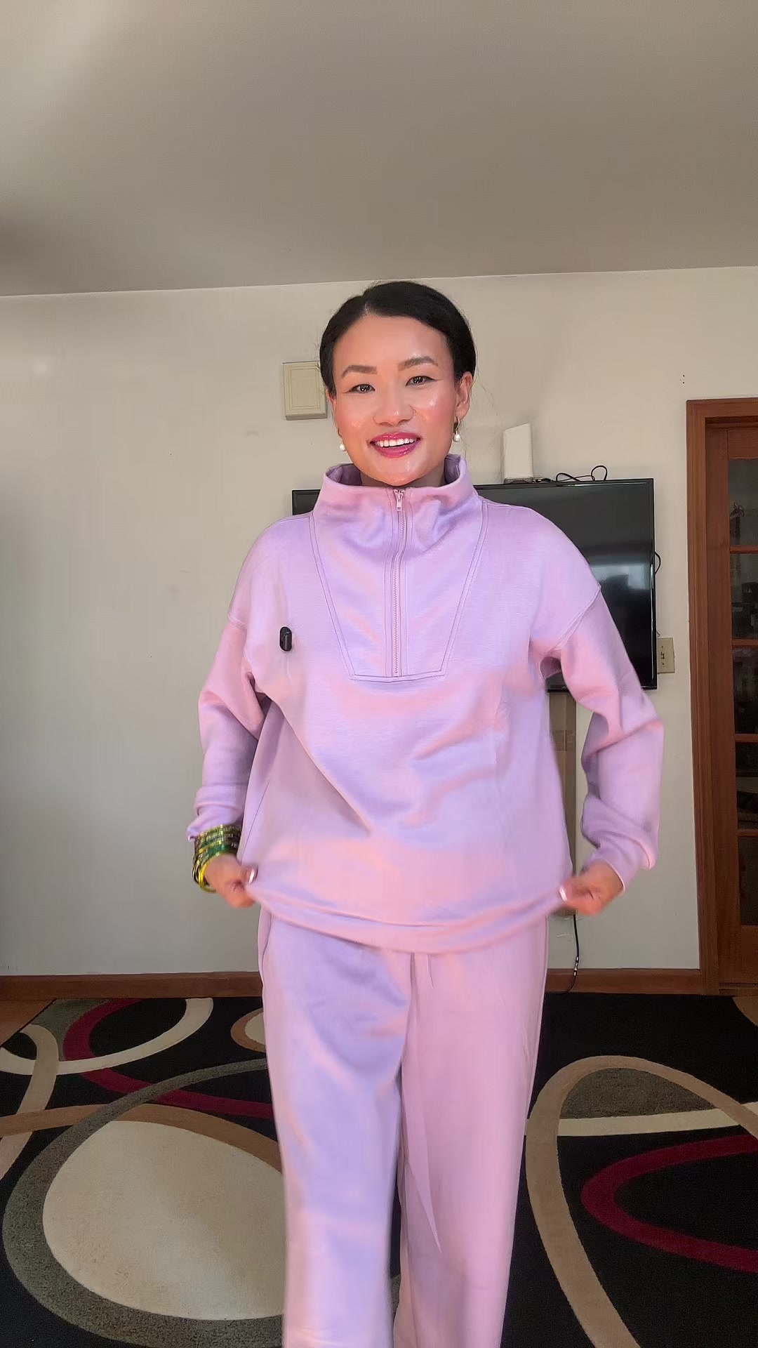 TikTok post by an influencer for Pinspark. Caption reads: OFFICIAL Pinspark Women's Two-Piece Sports Set....