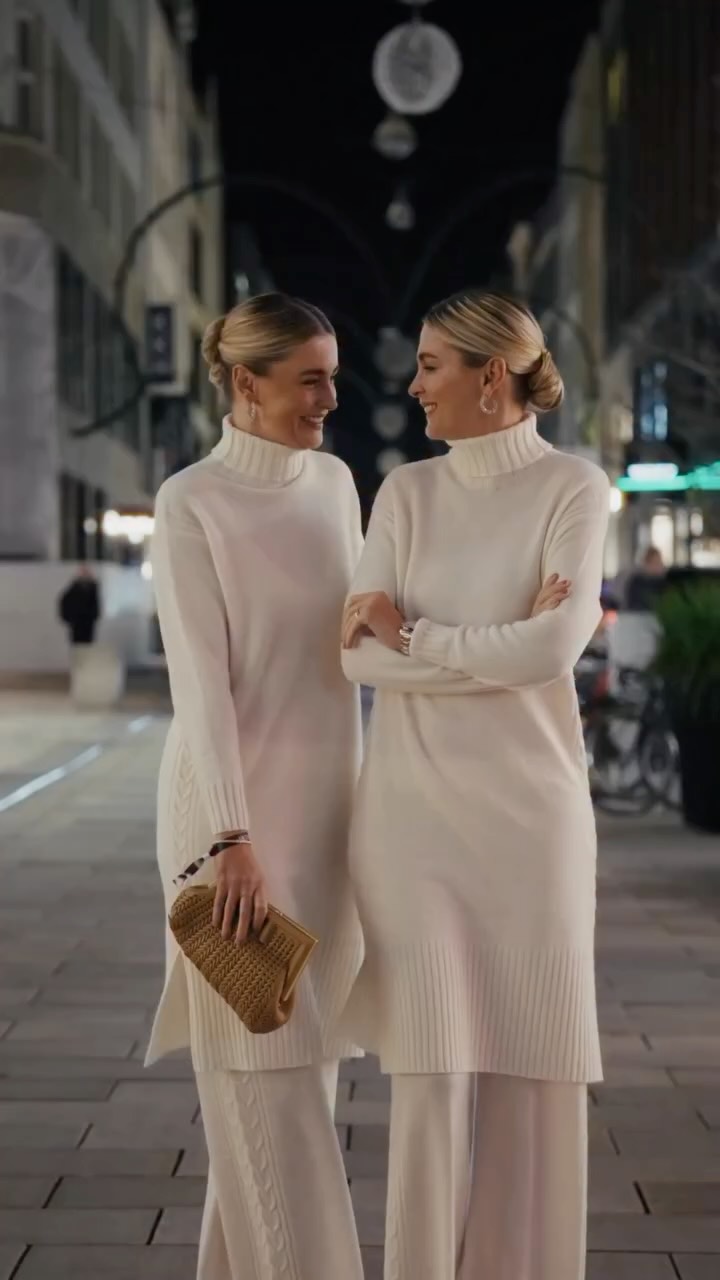 Instagram post by @meisetwins for Falconeri. Caption reads: [...] Hamburg elegance ✨
Last night, the FALCONERI....