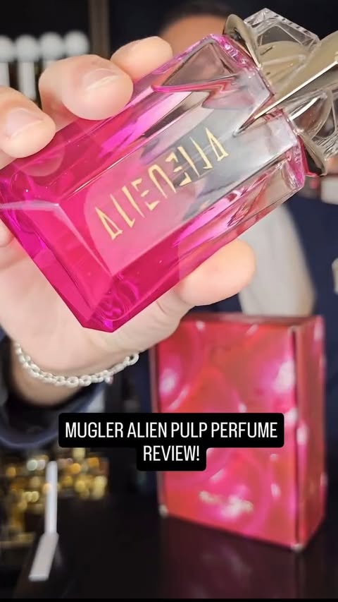 Instagram post by @redolessence for Mugler. Caption reads: Mugler Alien Pulp perfume [...].