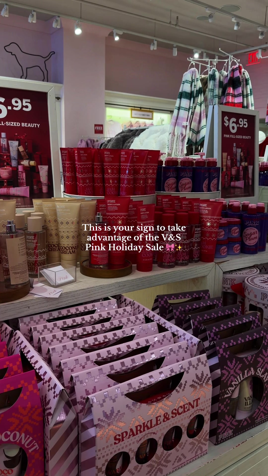 TikTok post by @shumayaaaa for Victoria's Secret. Caption reads: If you needed a sign, this is it: V&S Pink Holiday....