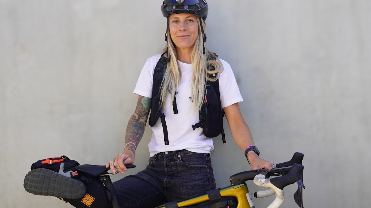 YouTube post by @JulietElliottsChannel for Hiplok. Caption reads: ‘Fastpacking’ across the Canary Islands - my super....